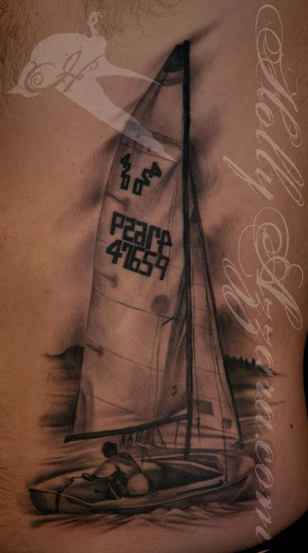 Holly Azzara - Black and Gray Sailboat Memorial